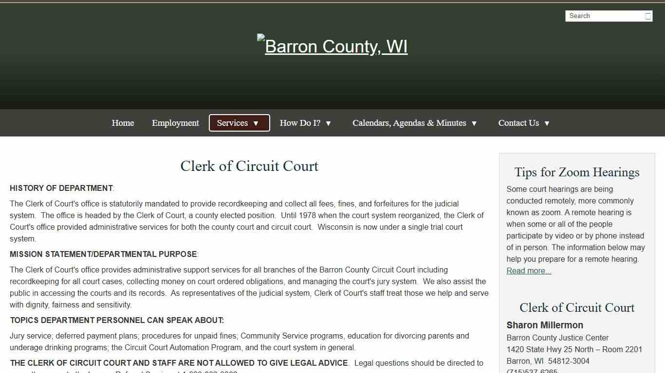 Clerk of Circuit Court - Barron County, WI